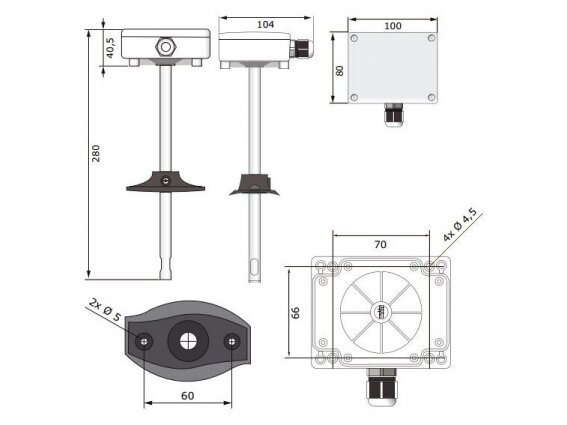 Kanalinis CO2 jutiklis | perjungėjas | 15-24VAC/18-34VDC | 0-2000PPM | IP20/IP54 | Modbus RTU (RS485) 3