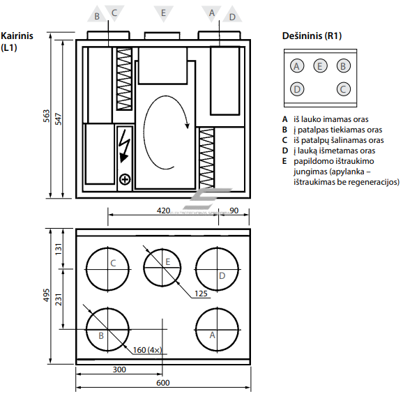 Rekuperaator elektrilise soojendiga | ruumide ventilatsiooniks | 40–250 m² | 300 m³/h | 1~230V 2 Rekuperaator elektrilise soojendiga | ruumide ventilatsiooniks | 40–250 m² | 300 m³/h | 1~230V 2