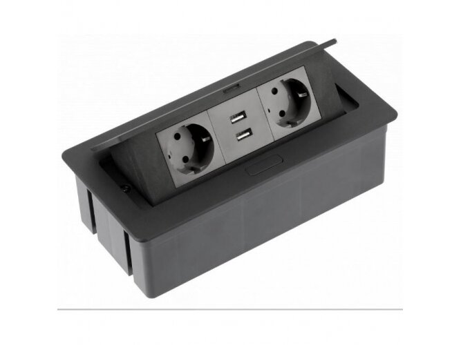 Kištukinių lizdų blokas | montuojamas į baldus | užsidarantis | 2xSchuko | 2xUSB-A | 240x120x73mm | 1,5m kabelis | juodas | AE-PBSUC2GS-20N | 5902801281693 Kištukinių lizdų blokas | montuojamas į baldus | užsidarantis | 2xSchuko | 2xUSB-A | 240x120x73mm | 1,5m kabelis | juodas | AE-PBSUC2GS-20N | 5902801281693