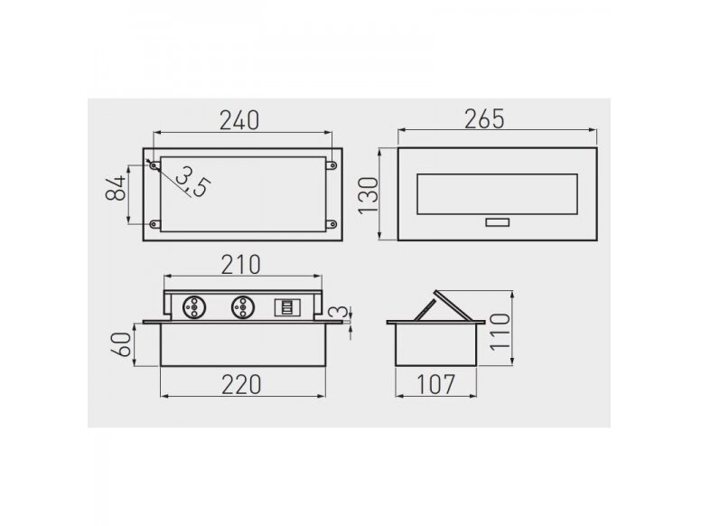 Kištukinių lizdų blokas | montuojamas į baldus | užsidarantis | 2xSchuko | USB-A | 265x130x63mm | 1,5m kabelis | baltas | AE-PBU02GS-10 | 5901867157072 2 Kištukinių lizdų blokas | montuojamas į baldus | užsidarantis | 2xSchuko | USB-A | 265x130x63mm | 1,5m kabelis | baltas | AE-PBU02GS-10 | 5901867157072 2