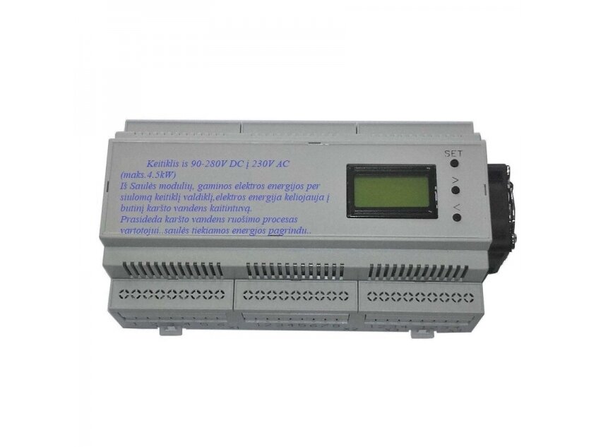 Modulinis | skaitmeninis keitiklis saulės modulių energijos tiekimui | iš 90-280VDC į 230VAC | 4,5kW | AC/DC | vandens kaitintuvui | boileriui | DIN Modulinis | skaitmeninis keitiklis saulės modulių energijos tiekimui | iš 90-280VDC į 230VAC | 4,5kW | AC/DC | vandens kaitintuvui | boileriui | DIN