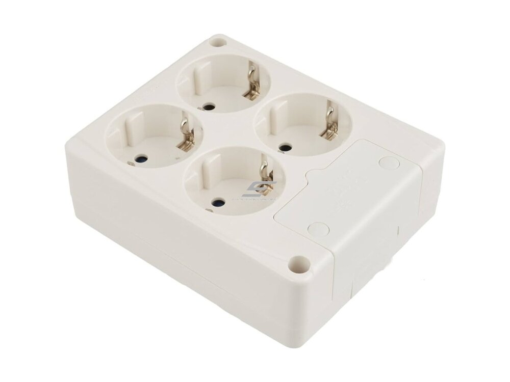 Kištukinis lizdas | 4xSchuko | 16A | 250V | 3680W | su įžeminimu ir jungikliu | atsparus UV | baltas | Solera | 8004IL Kištukinis lizdas | 4xSchuko | 16A | 250V | 3680W | su įžeminimu ir jungikliu | atsparus UV | baltas | Solera | 8004IL
