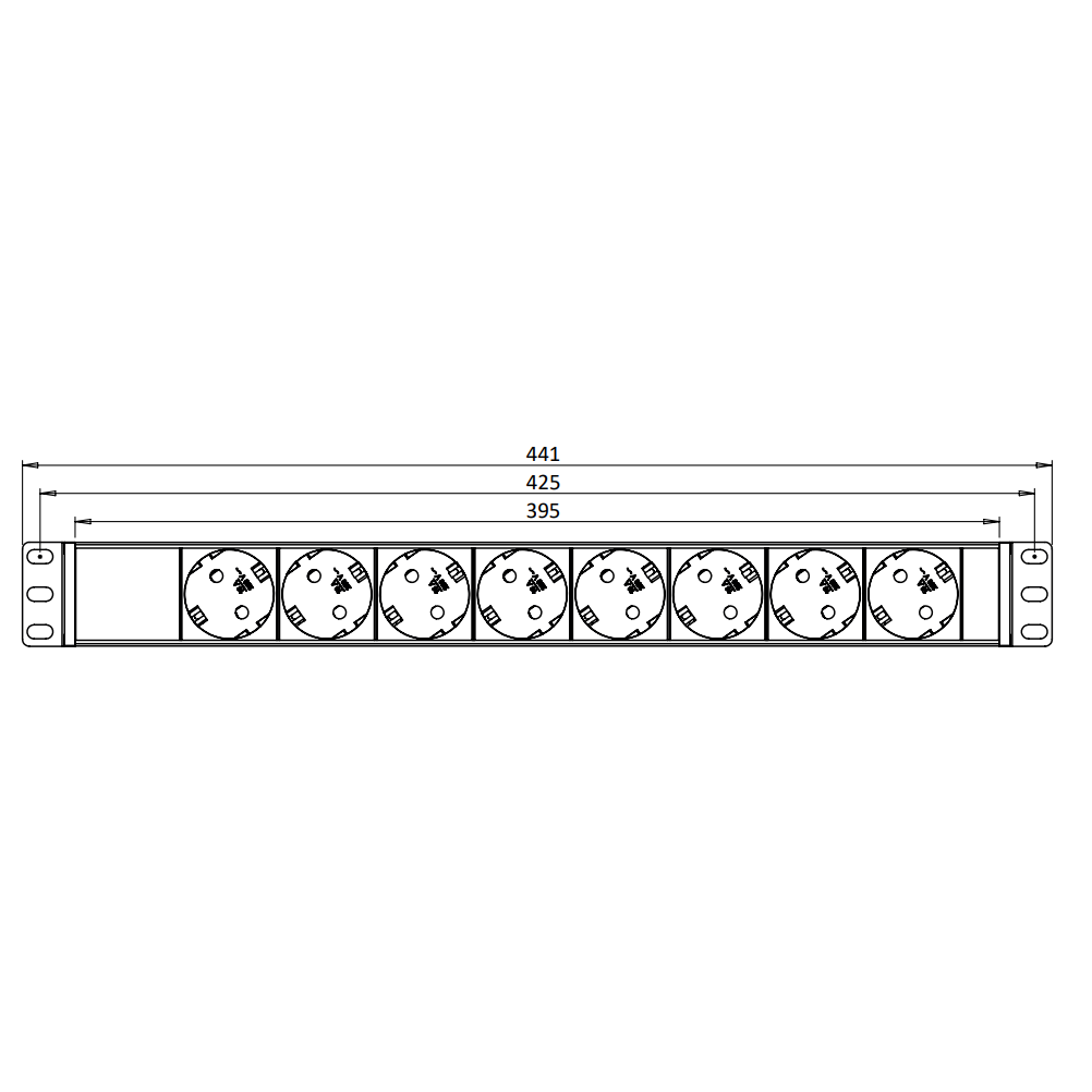 Socket block | surface-mounted | 8xSchuko | TEM 1 Socket block | surface-mounted | 8xSchuko | TEM 1
