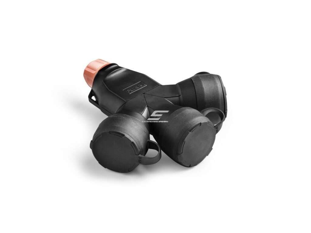 Šakotuvas (adapteris) perėjimas | trišakis | 16A | 250V | juodas | IP54 | FAMATEL | 188G-5