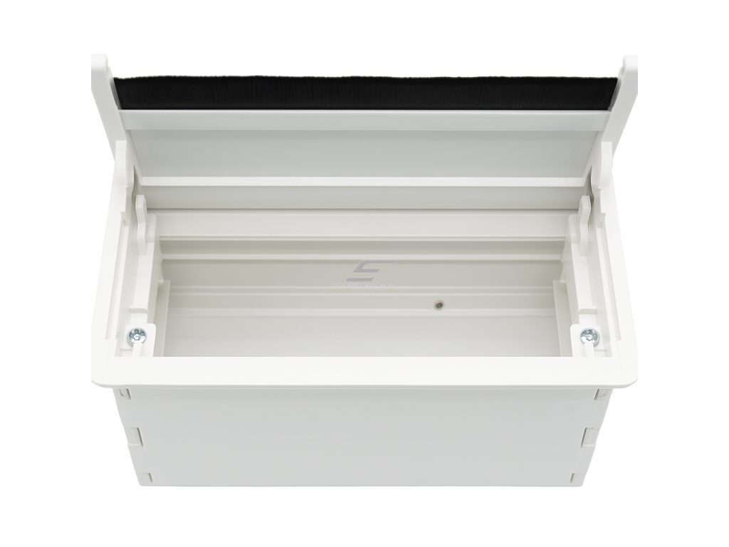 Modulinis kištukinių lizdų | jungčių blokas | dėžutė | montuojamas į baldus | užsidarantis | 8 mod. | 234x112x100mm | baltas | ESP01-08-03 2