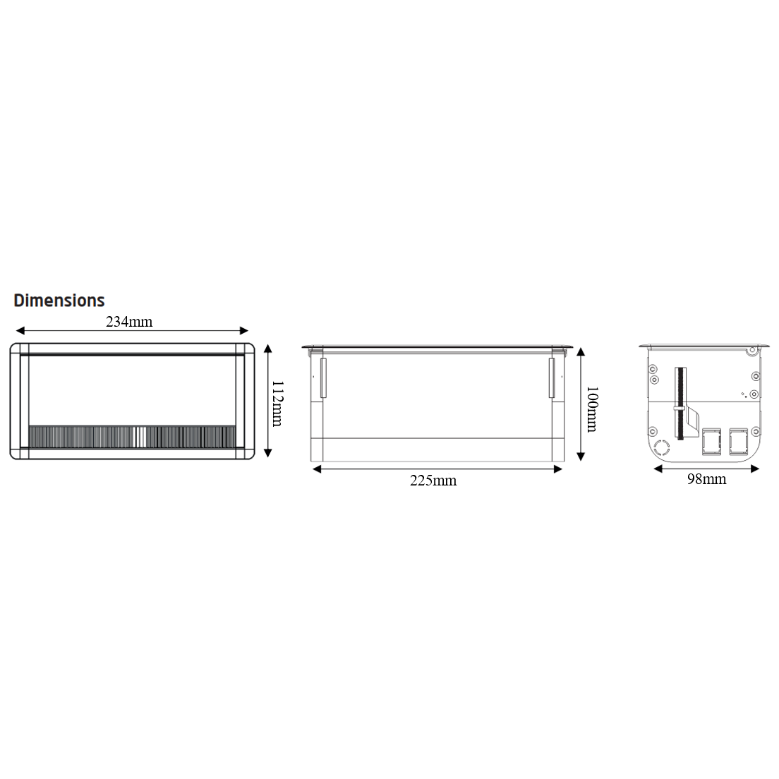 Kontaktligzdu kārba | montāžai mēbelēs | 8 moduļi | 234x112x100mm | pelēks 4 Kontaktligzdu kārba | montāžai mēbelēs | 8 moduļi | 234x112x100mm | pelēks 4
