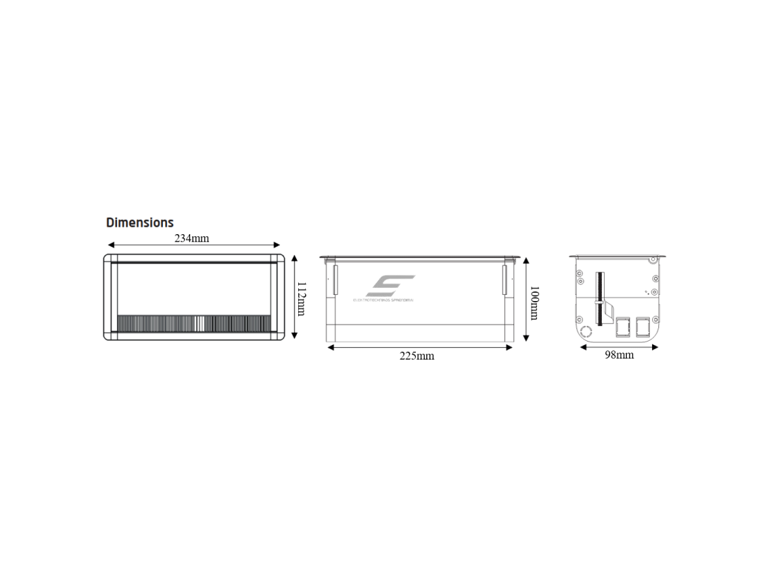 Modulinis kištukinių lizdų | jungčių blokas | dėžutė | montuojamas į baldus | užsidarantis | 8 mod. | 234x112x100mm | baltas | ESP01-08-03 3 Modulinis kištukinių lizdų | jungčių blokas | dėžutė | montuojamas į baldus | užsidarantis | 8 mod. | 234x112x100mm | baltas | ESP01-08-03 3