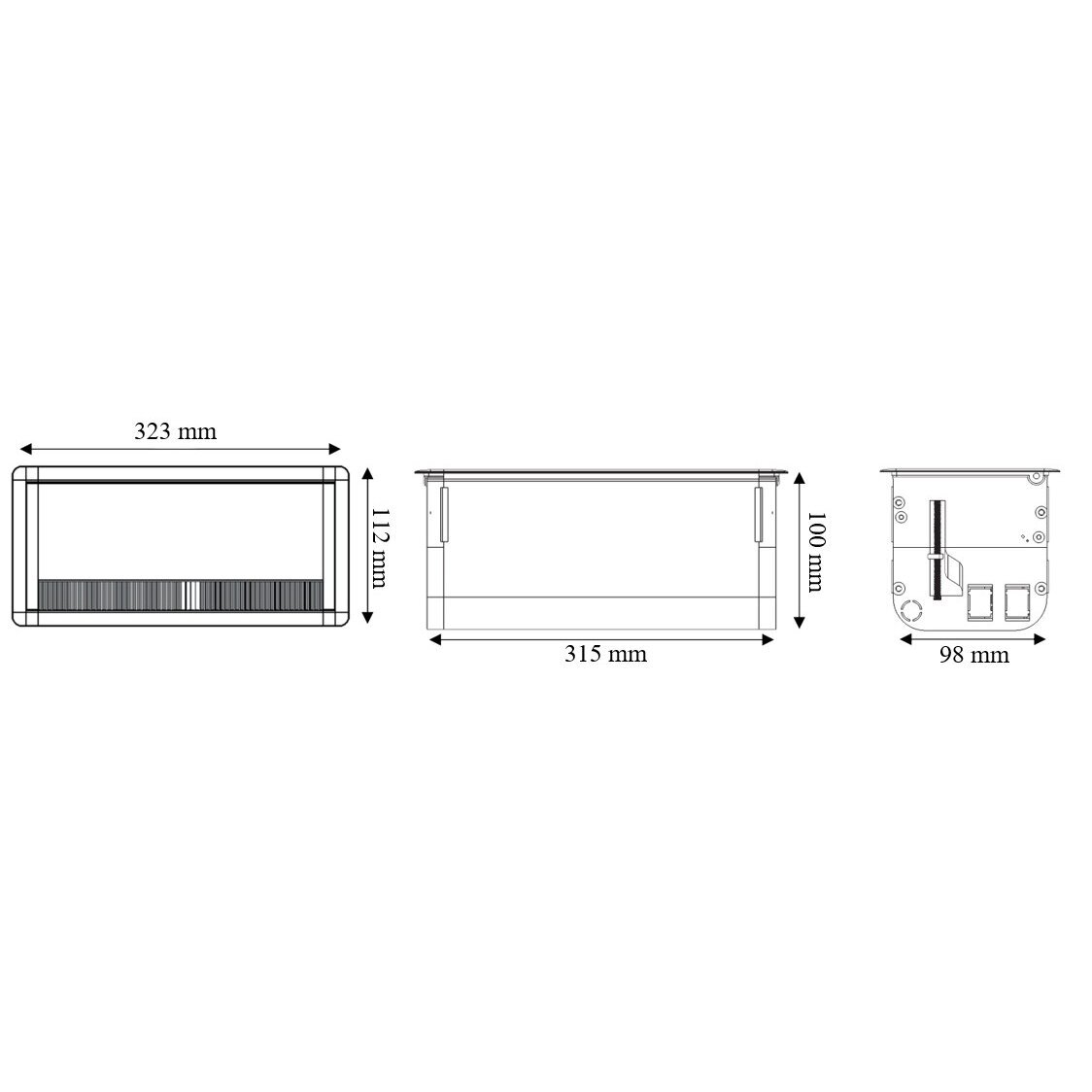 Kontaktligzdu kārba | montāžai mēbelēs | 12 moduļi | 323x112x100mm | pelēks 2 Kontaktligzdu kārba | montāžai mēbelēs | 12 moduļi | 323x112x100mm | pelēks 2