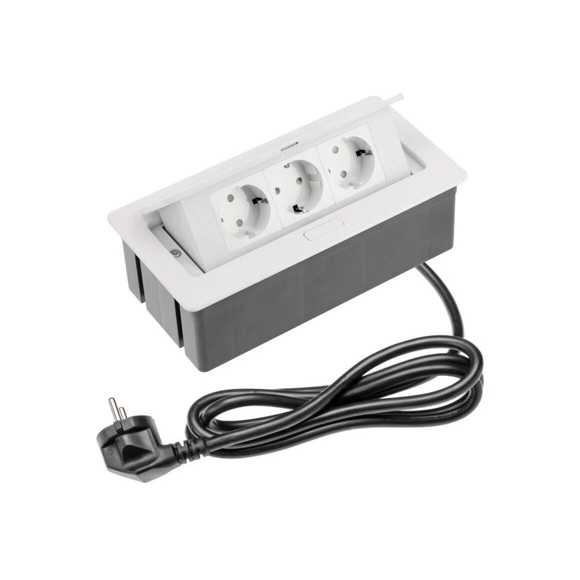 Kontaktligzdu bloks | montējams mēbelēs | aizverams | 3x Schuko | 250x130x73mm | 1,5m kabelis | balts | IP20 | GTV | AE-PBSC3GS-10N | 5902801433733 Kontaktligzdu bloks | montējams mēbelēs | aizverams | 3x Schuko | 250x130x73mm | 1,5m kabelis | balts | IP20 | GTV | AE-PBSC3GS-10N | 5902801433733