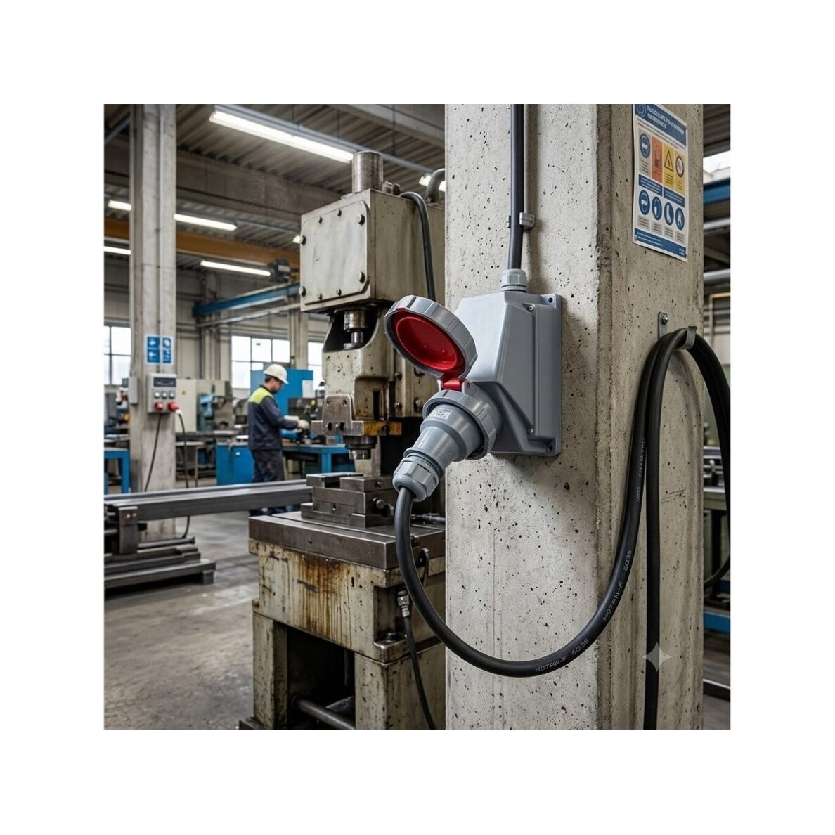 Industrial surface-mounted CEE socket | 5P | 125A | 400V | IP67 | red | 6h | with screw terminals 3