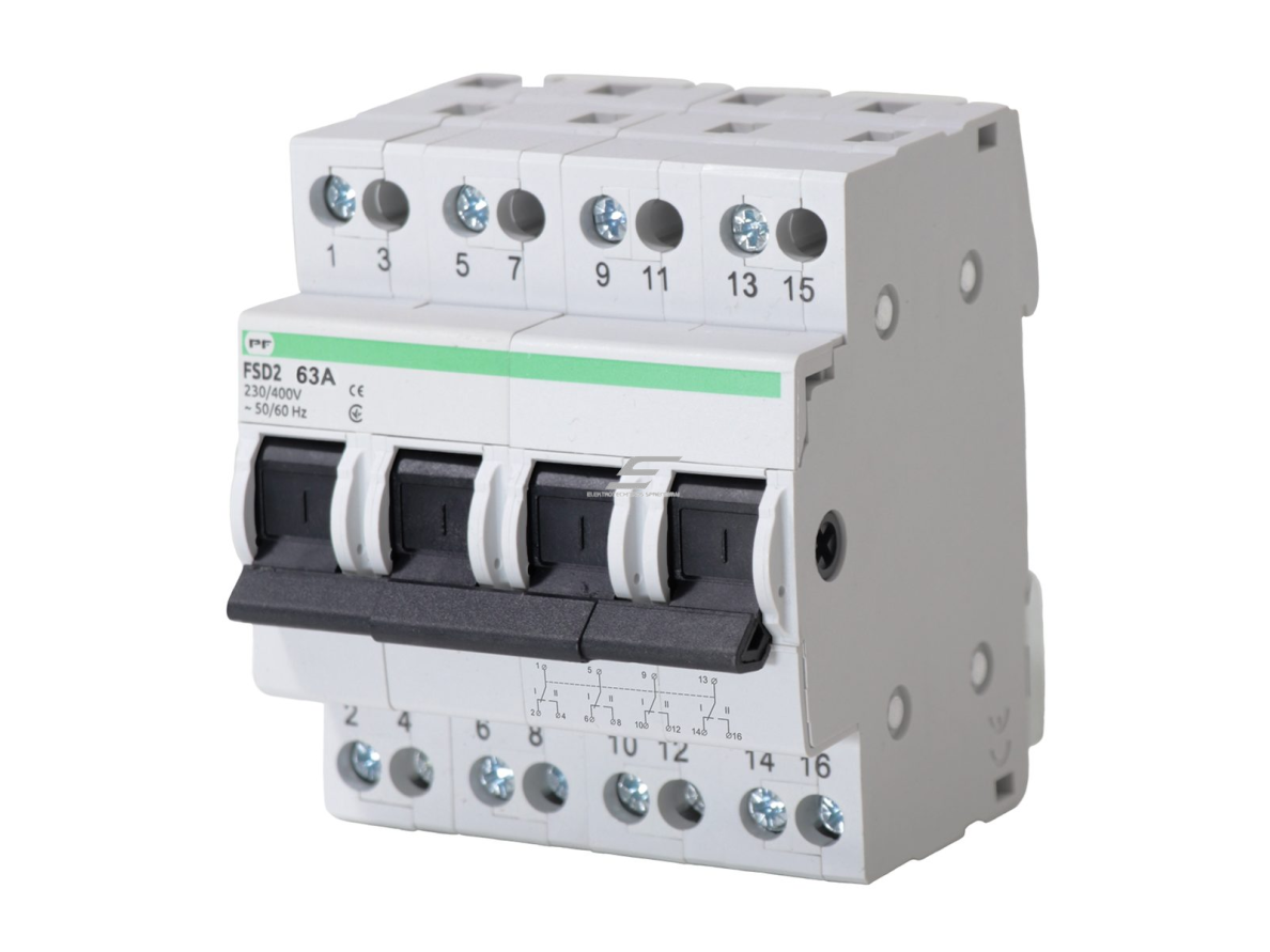 Modulinis galios perjungiklis | kirtiklis elektros generatoriams | 1-0-2 | 4P | 63A | IP20 | DIN | Promfactor Baltic | FSD24063 Modulinis galios perjungiklis | kirtiklis elektros generatoriams | 1-0-2 | 4P | 63A | IP20 | DIN | Promfactor Baltic | FSD24063