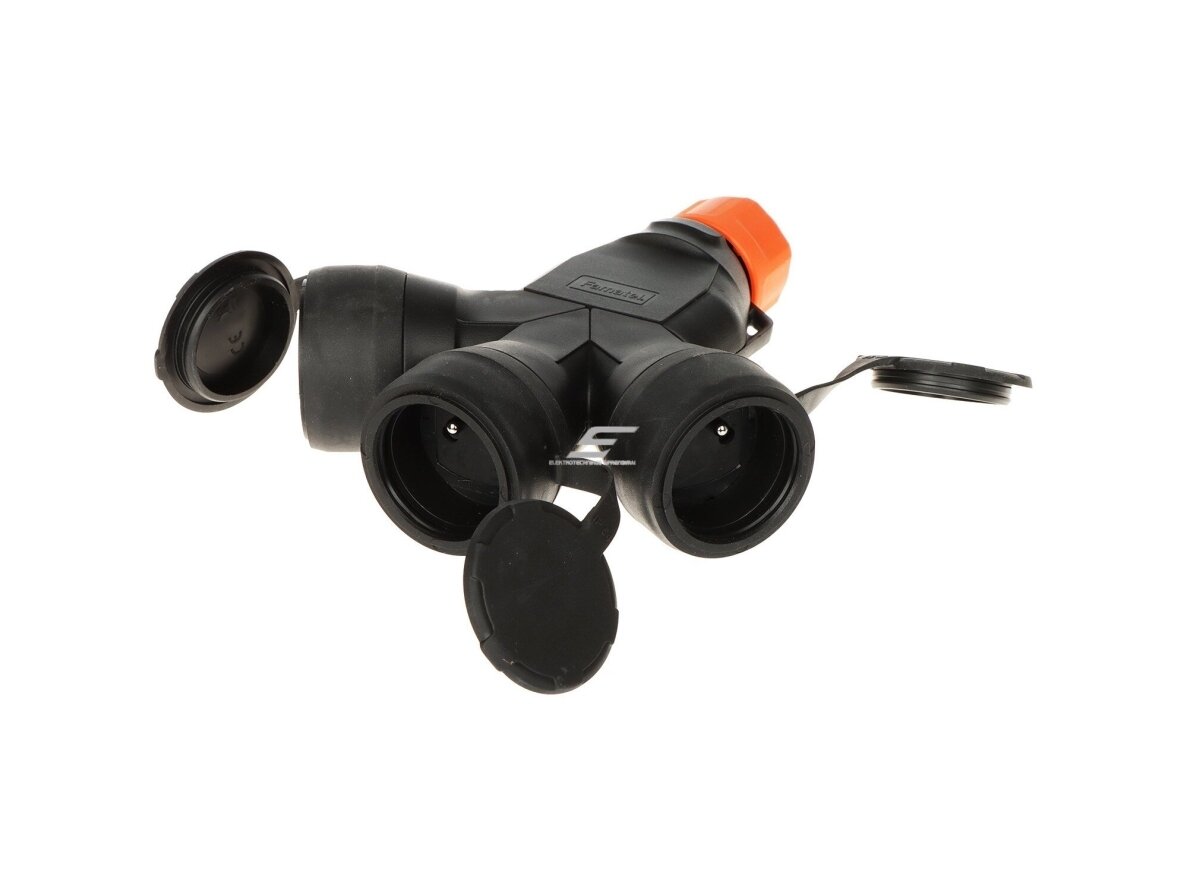 Šakotuvas (adapteris) perėjimas | trišakis | 16A | 250V | juodas | IP54 | FAMATEL | 188G-5 1