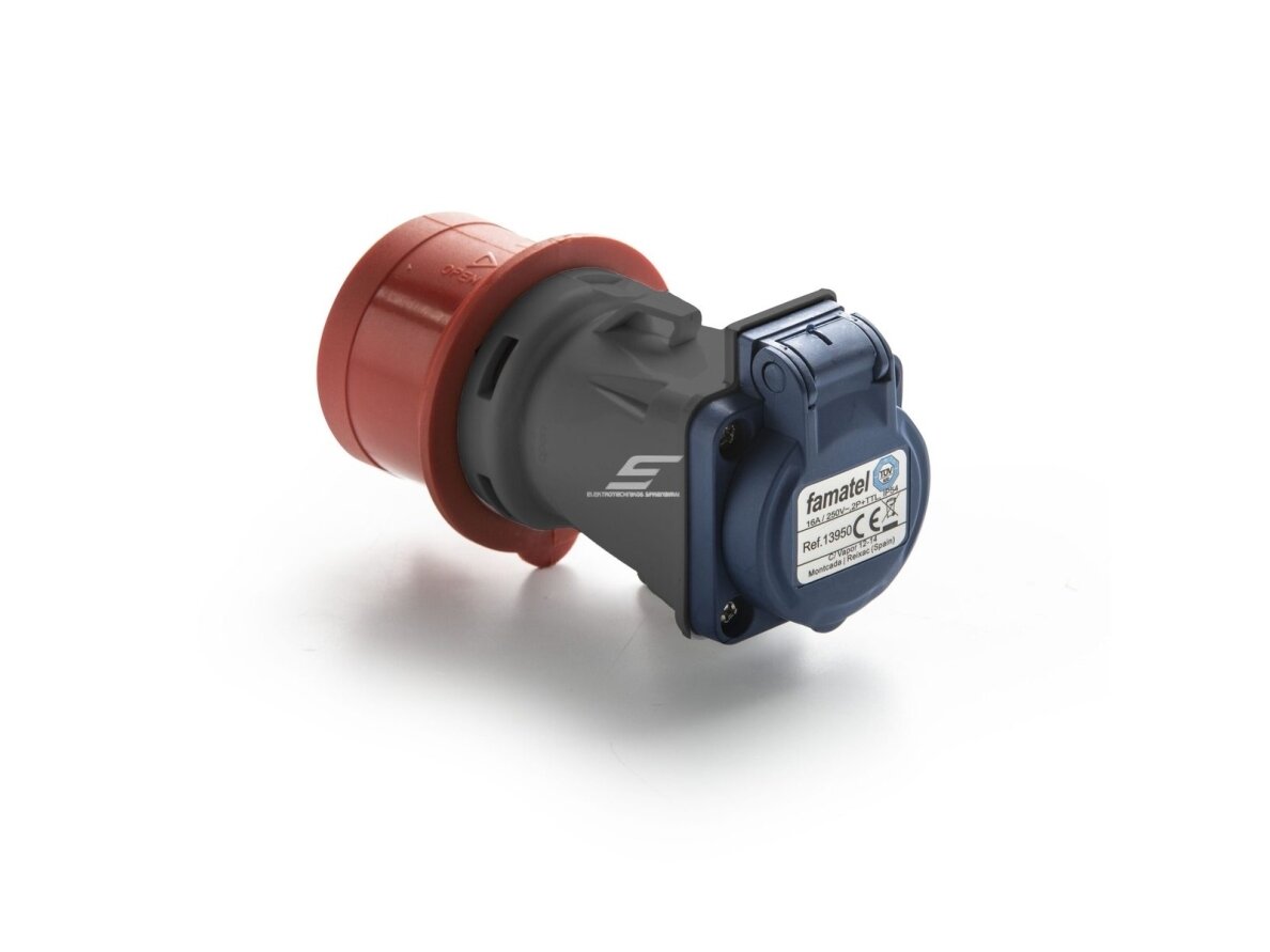 Kištukas | adapteris | perėjimas | pramoninis | schuko | iš 5P 16A 380V į 230V 16A | IND | 6h | IP54 | Famatel | 13922 Kištukas | adapteris | perėjimas | pramoninis | schuko | iš 5P 16A 380V į 230V 16A | IND | 6h | IP54 | Famatel | 13922