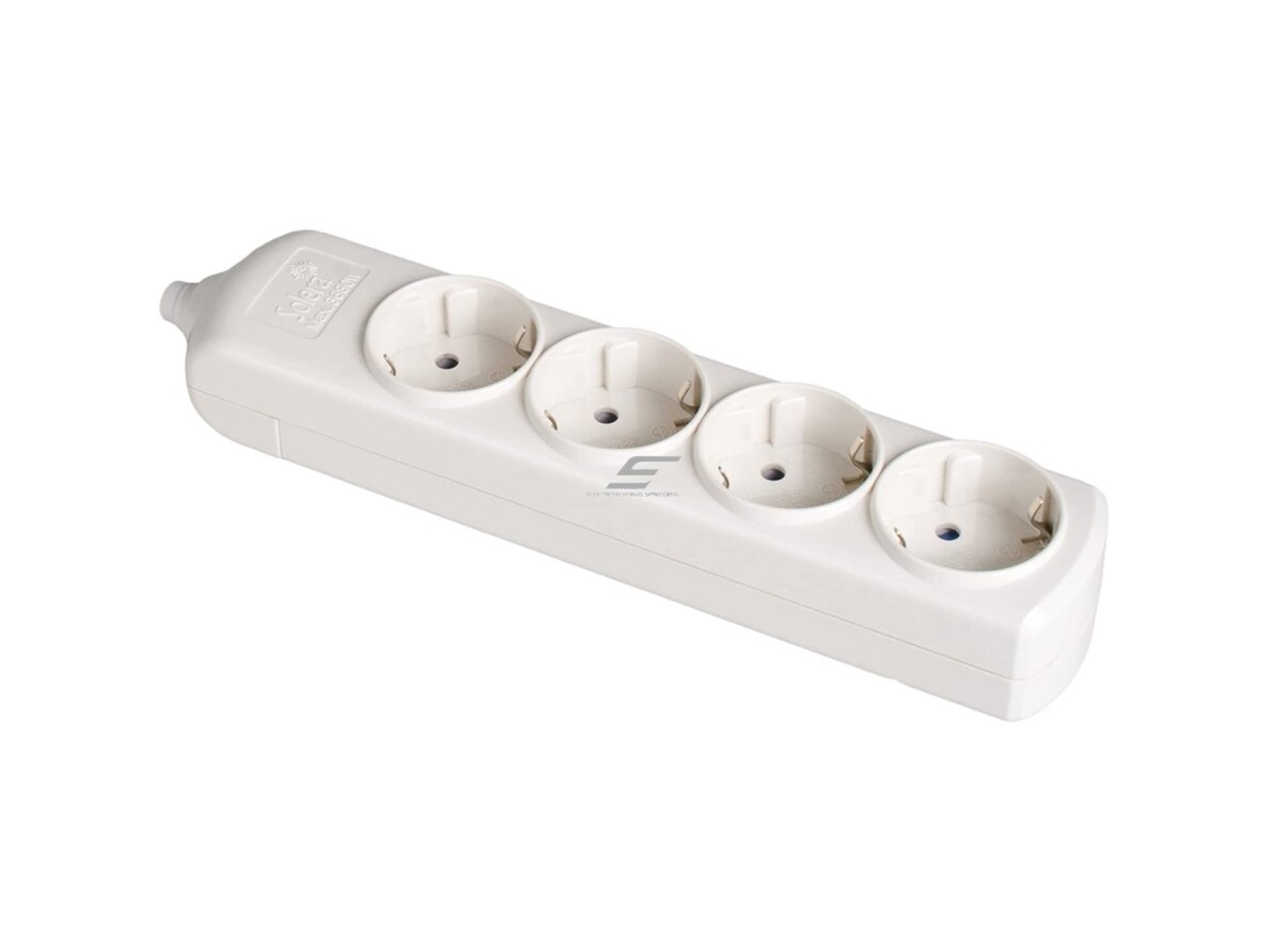 Kištukinis lizdas | 4xSchuko | 16A | 250V | 3680W | su įžeminimu | atsparus UV | baltas | Solera | 8004
