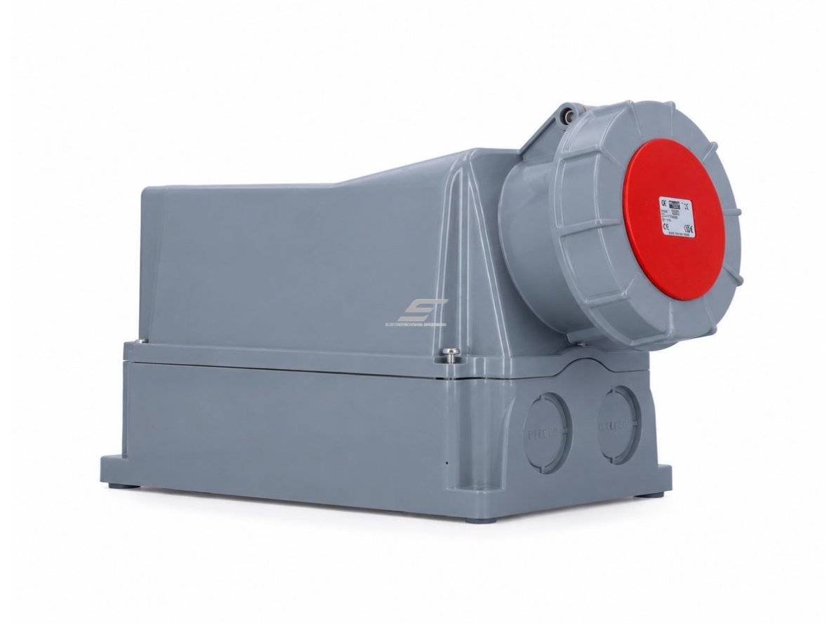 Pramoninis virštinkinis CEE lizdas | 5P | 125A | 400V | IP67 | raudonas | 6h | su priveržiamais gnybtais 1 Pramoninis virštinkinis CEE lizdas | 5P | 125A | 400V | IP67 | raudonas | 6h | su priveržiamais gnybtais 1