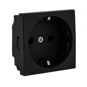 Gniazdo elektryczne | 1 gniazdo | 2 moduły | 16A | 250V | z uziemieniem | podtynkowe | czarny Gniazdo elektryczne | 1 gniazdo | 2 moduły | 16A | 250V | z uziemieniem | podtynkowe | czarny
