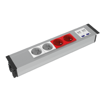 Socket block | furniture-mounted | 2xSchuko | 2xUPS | 2xCat6 | TEM