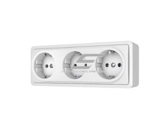Kištukinis lizdas | 3 vietų | su įžeminimu | 16A | virštinkinis | IP20 | baltas | Vilma | SL+250 | RP16-031 | 4779101005431