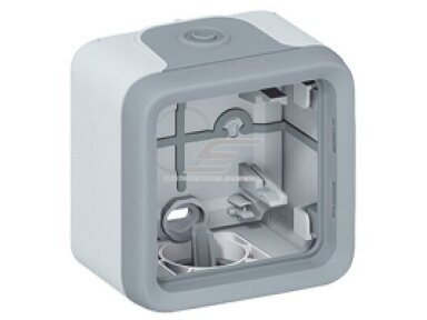 Hermetinė hėžutė rozetėms | 1 vietos | virštinkinė | IP55 | pilka | 80×84×53mm | Plexo Legrand | 069651 Hermetinė hėžutė rozetėms | 1 vietos | virštinkinė | IP55 | pilka | 80×84×53mm | Plexo Legrand | 069651