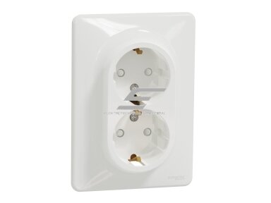 Kištukinis lizdas | 2 vietų | su apsaugine užsklanda ir rėmeliu | 16A | potinkinis | IP20 | baltas | Sedna Design | Schneider Electric | SDD311221
