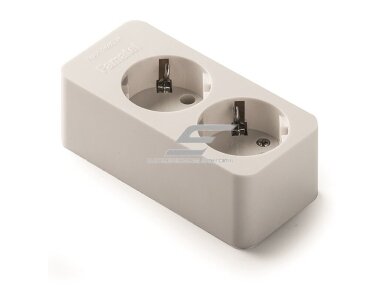 Kištukinis lizdas | 2xSchuko | 16A | 250V | 3680W | su įžeminimu | atsparus UV | baltas | FAMATEL | 2502 Kištukinis lizdas | 2xSchuko | 16A | 250V | 3680W | su įžeminimu | atsparus UV | baltas | FAMATEL | 2502