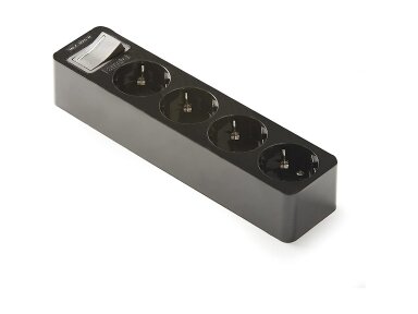 Kištukinis lizdas | 4xSchuko | 16A | 250V | 3680W | su įžeminimu ir jungikliu | atsparus UV | juodas | FAMATEL | 2528-N | 8429760421276