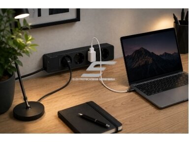 Kištukinis lizdas | 4xSchuko | 16A | 250V | 3680W | su įžeminimu | atsparus UV | juodas | FAMATEL | 2524-N