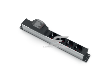 Kištukinių lizdų blokas | montuojamas į skydą | 4xSchuko | su automatiniu jungikliu 2P 16A B | 380mm | juodas/sidabrinis | TEM 14002.1040.000