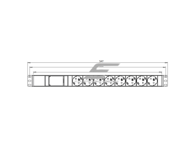 Kištukinių lizdų blokas | montuojamas į skydą | 8xSchuko | su automatiniu jungikliu 2P 16A B | 547mm | juodas sidabrinis | TEM 14002.1080.000