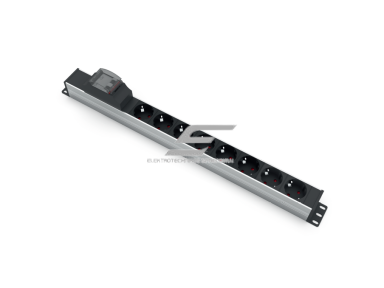 Kištukinių lizdų blokas | montuojamas į skydą | 8xSchuko | su automatiniu jungikliu 2P 16A B | 547mm | juodas sidabrinis | TEM 14002.1080.000