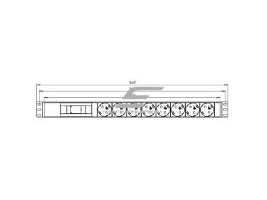 Kištukinių lizdų blokas | montuojamas į skydą | 8xSchuko | su automatiniu jungikliu 1P 16A B | 547mm | juodas/sidabrinis | TEM 14001.1080.000
