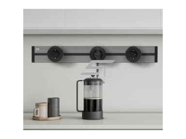 Kištukiniai lizdai ant bėgelio | virštinkinis | 3xschuko | 8000W | 350x86x21mm | pilkas Kištukiniai lizdai ant bėgelio | virštinkinis | 3xschuko | 8000W | 350x86x21mm | pilkas