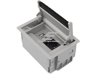 Modulinis kištukinių lizdų | jungčių blokas | dėžutė | montuojamas į baldus | užsidarantis | 5 mod. | 156x98mm | pilkas | ESP01-05-01