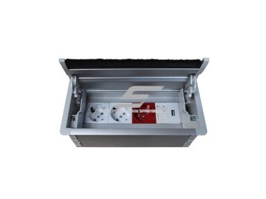Modulinis kištukinių lizdų | jungčių blokas | dėžutė | montuojamas į baldus | užsidarantis | 8 mod. | 234x112x100mm | pilkas | ESP01-08-01 Modulinis kištukinių lizdų | jungčių blokas | dėžutė | montuojamas į baldus | užsidarantis | 8 mod. | 234x112x100mm | pilkas | ESP01-08-01