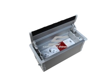 Modulinis kištukinių lizdų | jungčių blokas | dėžutė | montuojamas į baldus | užsidarantis | 8 mod. | 234x112x100mm | pilkas | ESP01-08-01 Modulinis kištukinių lizdų | jungčių blokas | dėžutė | montuojamas į baldus | užsidarantis | 8 mod. | 234x112x100mm | pilkas | ESP01-08-01