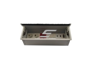 Modulinis kištukinių lizdų | jungčių blokas | dėžutė | montuojamas į baldus | užsidarantis | 12 mod. | 323x112x100mm | pilkas | ESP01-12-01