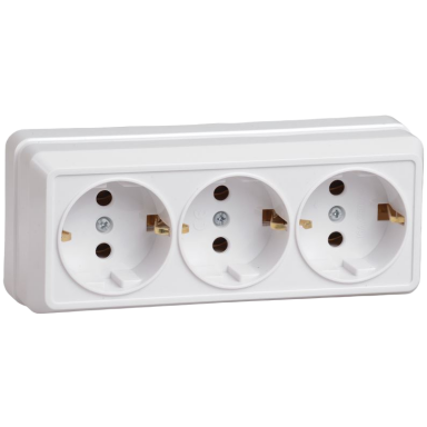 Socket outlet | 3-gang | with earthing | 16A | surface-mounted | IP20 | white | Oktava | ERO31-K01-16-DC | 4606056254723 Socket outlet | 3-gang | with earthing | 16A | surface-mounted | IP20 | white | Oktava | ERO31-K01-16-DC | 4606056254723