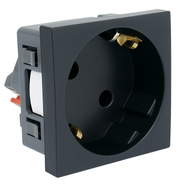 Socket outlet | 1 gang | 2 modules | 16A | 250V | with grounding | flush-mounted | black Socket outlet | 1 gang | 2 modules | 16A | 250V | with grounding | flush-mounted | black
