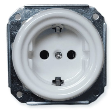 Socket outlet 16A | 230V | 1-gang | flush-mounted | ceramic | retro style | white Socket outlet 16A | 230V | 1-gang | flush-mounted | ceramic | retro style | white