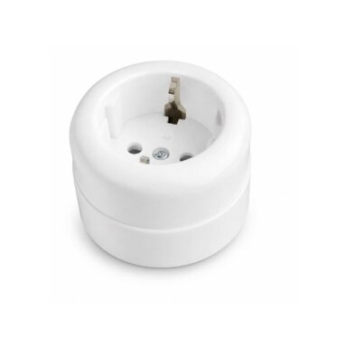 Socket outlet 16A | 230V | 1 gang | surface-mounted | plastic | retro style | white Socket outlet 16A | 230V | 1 gang | surface-mounted | plastic | retro style | white