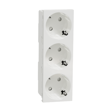Rozete | 3 vietu | 45 mod | 16A | 250V | šuko | ar zemējumu | iemontējama | balta | Unica Schneider Electric Rozete | 3 vietu | 45 mod | 16A | 250V | šuko | ar zemējumu | iemontējama | balta | Unica Schneider Electric