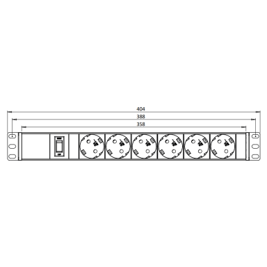Surface-mounted socket block | 6xschuko | with overload protection and switch | TEM Surface-mounted socket block | 6xschuko | with overload protection and switch | TEM