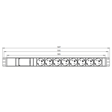 Surface-mounted socket block | 8xschuko | with automatic circuit breaker 2P 16A B | TEM Surface-mounted socket block | 8xschuko | with automatic circuit breaker 2P 16A B | TEM