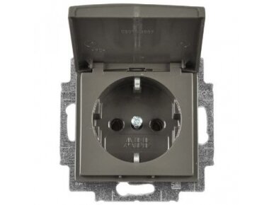 Kištukinis lizdas | su dangteliu | 16A | 250V | potinkinis | IP20 | juodas | Chateau Black | ABB Basic55 | 20EUK-95-507