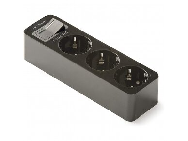 Kištukinis lizdas | 3xSchuko | 16A | 250V | 3680W | su įžeminimu ir jungikliu | atsparus UV | juodas | FAMATEL | 2523-N Kištukinis lizdas | 3xSchuko | 16A | 250V | 3680W | su įžeminimu ir jungikliu | atsparus UV | juodas | FAMATEL | 2523-N
