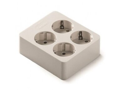 Kištukinis lizdas | 4xSchuko | 16A | 250V | 3680W | su įžeminimu | atsparus UV | baltas | FAMATEL | 2504 | 8429760421160