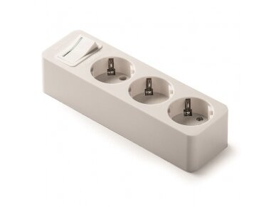 Kištukinis lizdas | 3xSchuko | 16A | 250V | 3680W | su įžeminimu ir jungikliu | atsparus UV | baltas | FAMATEL | 2523 Kištukinis lizdas | 3xSchuko | 16A | 250V | 3680W | su įžeminimu ir jungikliu | atsparus UV | baltas | FAMATEL | 2523