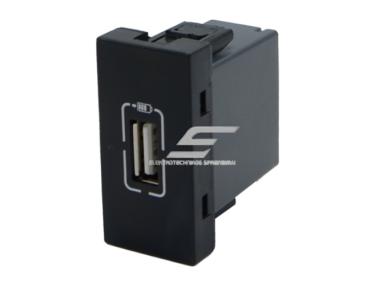 Modulinė jungtis | įmontuojama | 1xUSB-A | 1100mA | 5V | 22,5x22,5mm | juoda | ESP08-01-02
