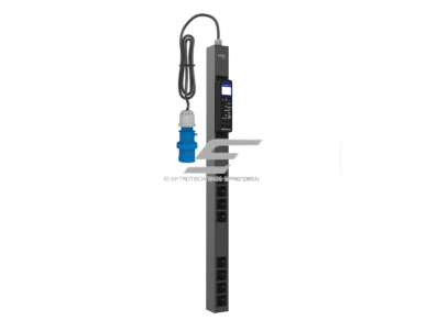IP valdomas pramoninis kištukinių lizdų blokas | 8xSchuko lizdai | 1 fazė | 16A | 240V | vertikalus 19" rack | 65x65x1244,6 mm | 2 m kabelis | juodas | aliuminio korpusas