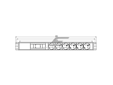 Kištukinių lizdų blokas | montuojamas į skydą | 6xSchuko | su automatiniu jungikliu 1P 16A B | 481mm | juodas/sidabrinis | TEM 14001.1060.000 1